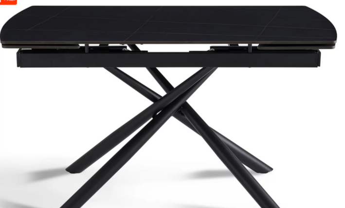 Стол раскладной CRV- Alba,Charcoal black ceramic top black base,140 см, черный