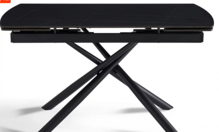 Стол раскладной CRV- Alba,Charcoal black ceramic top black base,140 см, черный