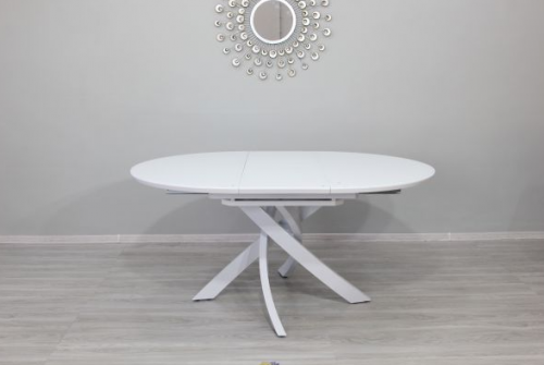 Стол круглый обеденный Premium EVRO- Caezar T-7479 Super white gloss (матовый + белый глянец) 