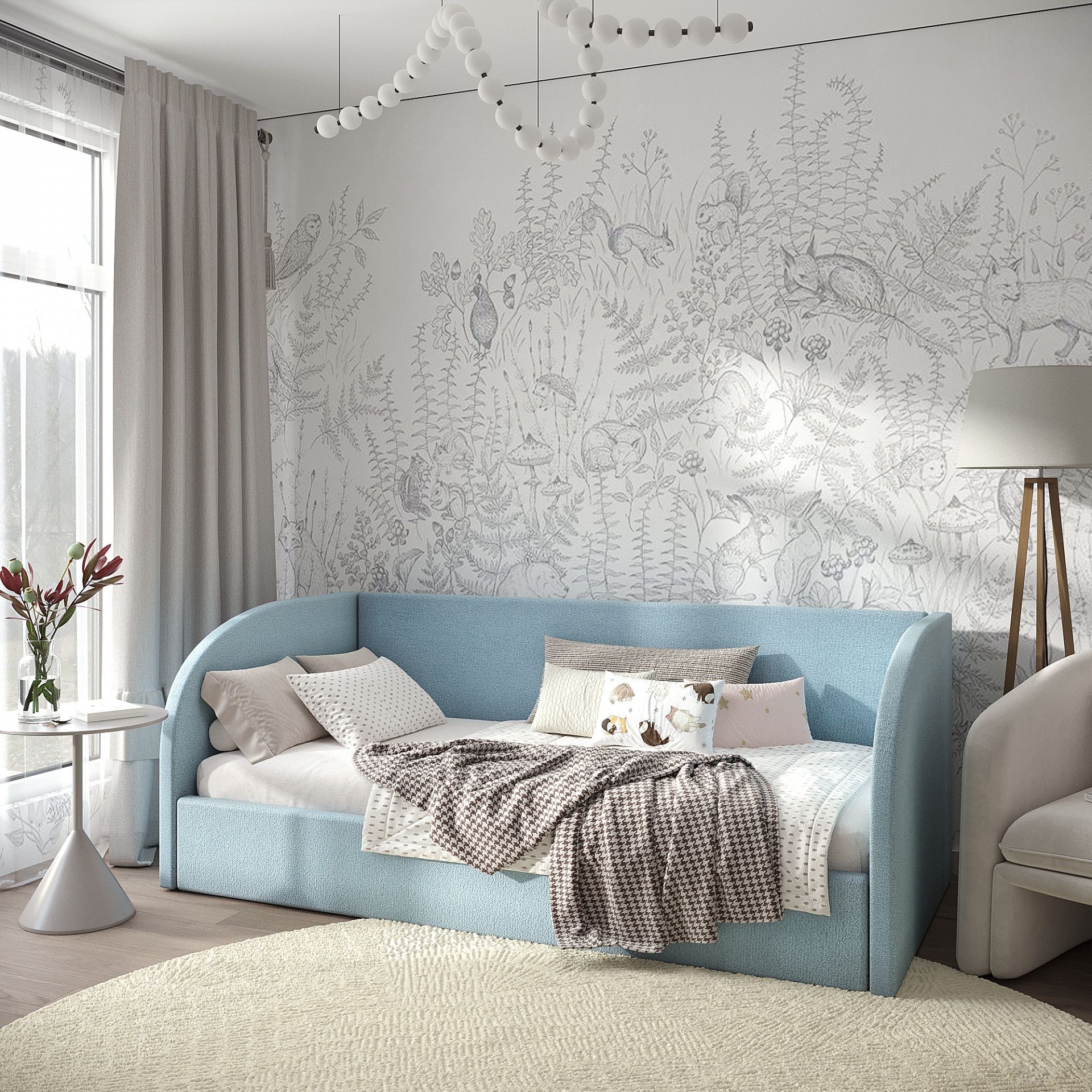 Детская односпальня кровать с ортопедическими ламелями KOD- КР-ДЕТ-М радиус