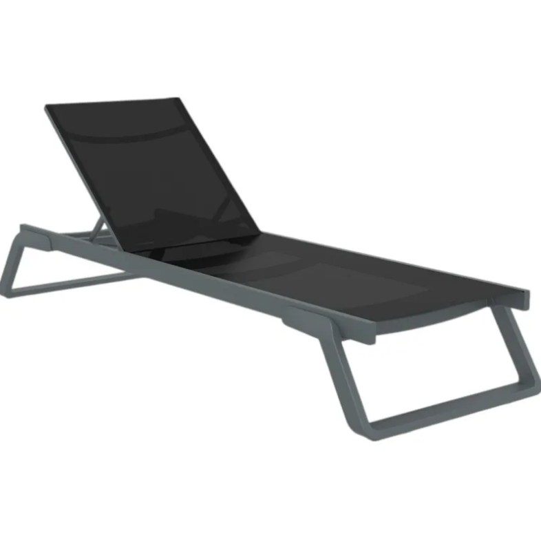 Шезлонг из полипропилена Siesta Tropic (серый/черный)  