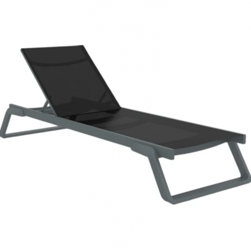 Шезлонг из полипропилена Siesta Tropic (серый/черный)  