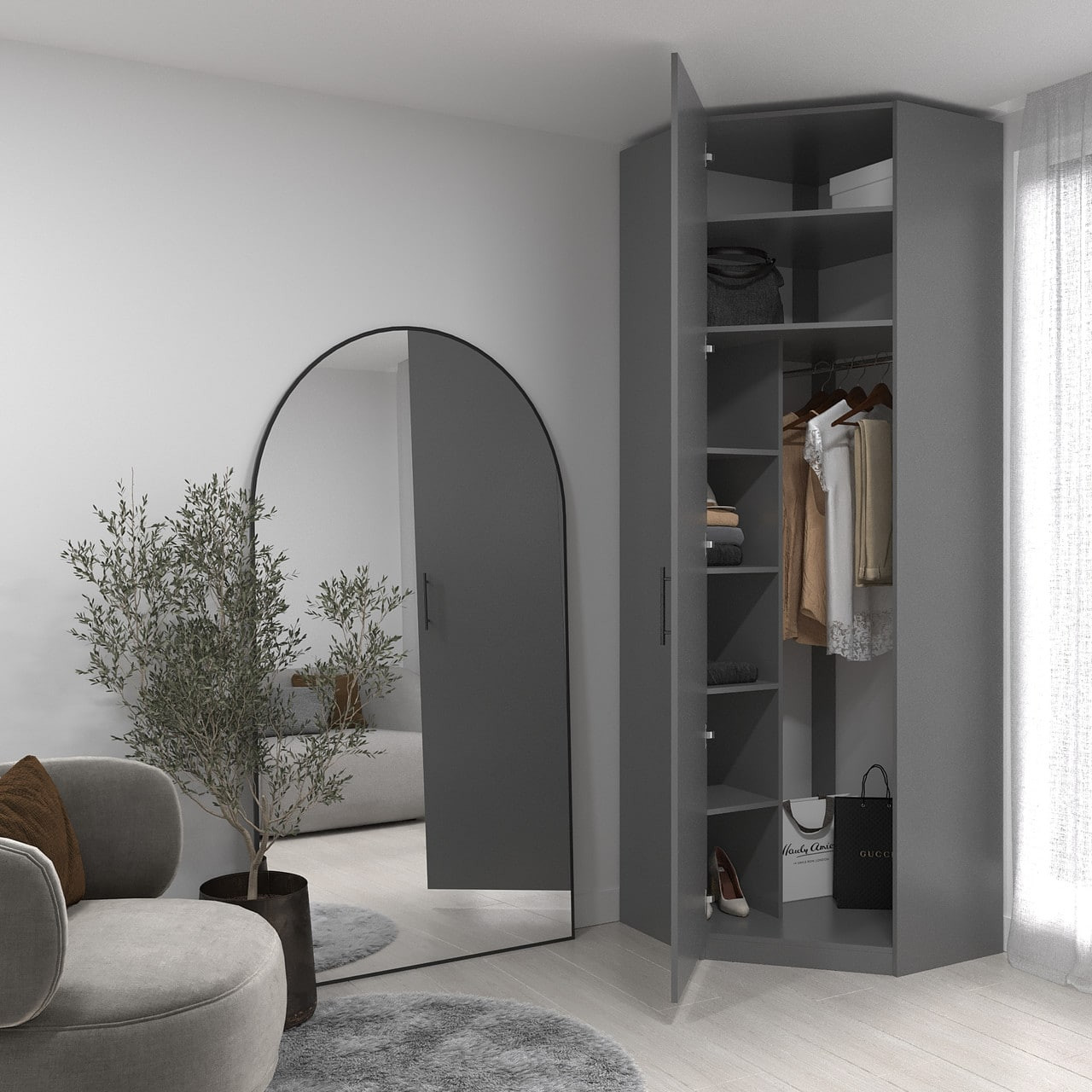 Шкаф угловой 240х90х90 cм KOD- ШК-У-90 2, 40