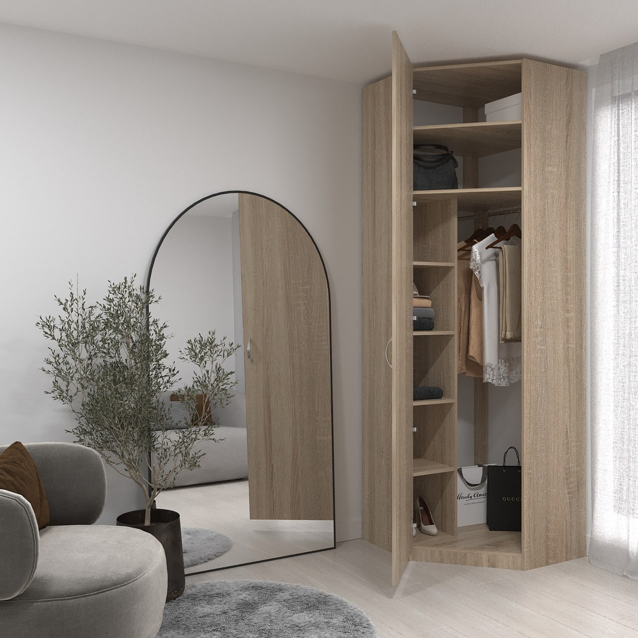 Шкаф угловой 240х90х90 cм KOD- ШК-У-90 2, 40