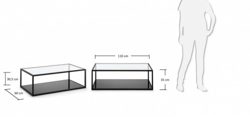 Стол кофейный LFF- GREENHILL 110x60 см  (металл черный, прозрачное стекло)