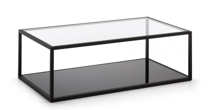 Стол кофейный LFF- GREENHILL 110x60 см  (металл черный, прозрачное стекло)