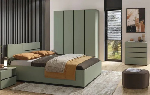 Шкаф на 2 двери с 1 ящиком  Helvetia CROSS S 24GWMY38 (дымчатый зеленый/черный)