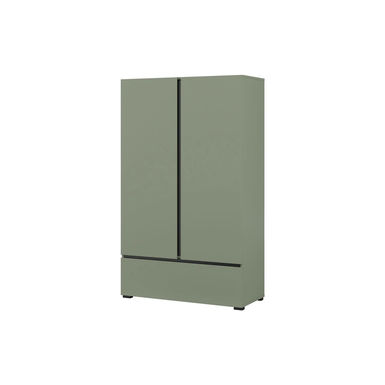 Шкаф на 2 двери с 1 ящиком  Helvetia CROSS S 24GWMY38 (дымчатый зеленый/черный)