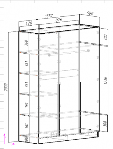 Шкаф на 3 двери ViA- APC А-3 (дуб тахо/кашемир)