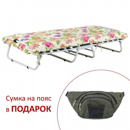 Раскладушка на ламелях VIT-  d25 мм (Бязь, цветы)