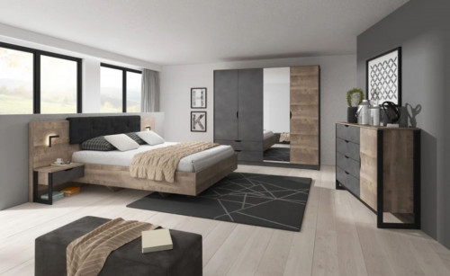 Шкаф для одежды Perfect Home Арден / Arden 4-дверный с зеркалом 4D2S/220 Дуб санд гранж/матера