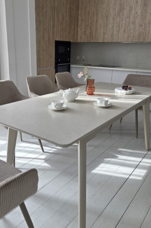 Стол керамический раскладной VTR- TM-125 крема саббия + капучино 160-200*90