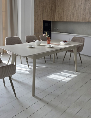 Стол керамический раскладной VTR- TM-125 крема саббия + капучино 160-200*90