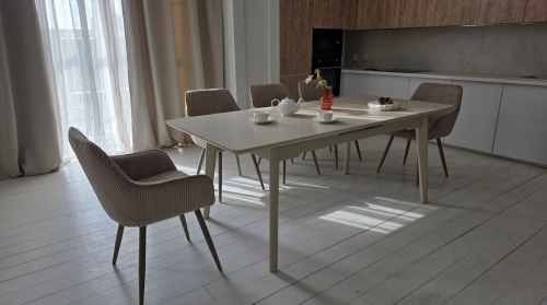 Стол керамический раскладной VTR- TM-125 крема саббия + капучино 160-200*90