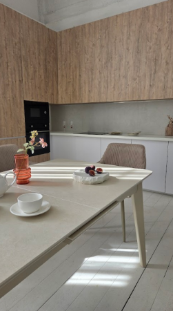 Стол керамический раскладной VTR- TM-125 крема саббия + капучино 160-200*90