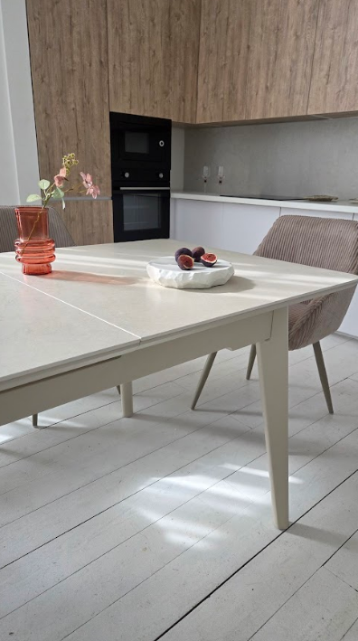 Стол керамический раскладной VTR- TM-125 крема саббия + капучино 160-200*90