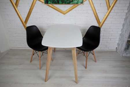 Кухонный комплект Ont- Винцензо 120 белый прямоугольный стол + 2 черных стула