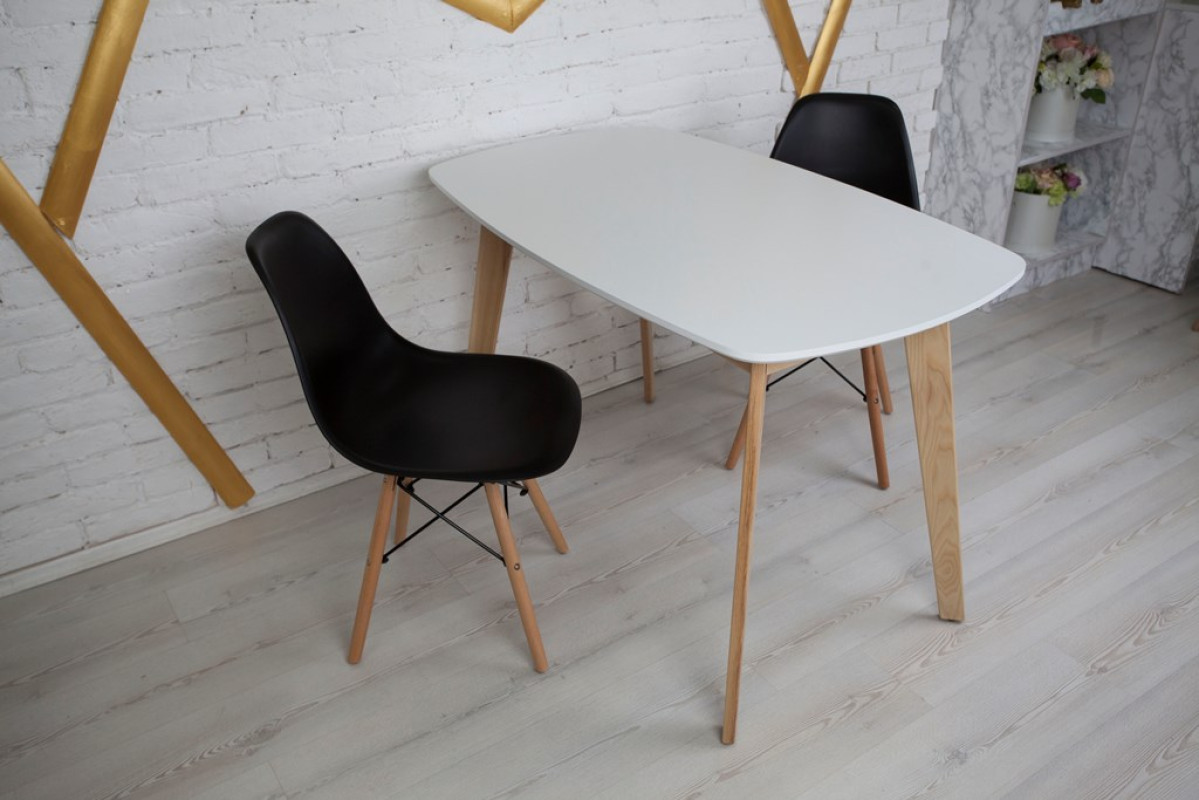 Кухонный комплект Ont- Винцензо 120 белый прямоугольный стол + 2 черных стула