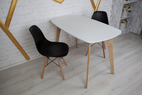 Кухонный комплект Ont- Винцензо 120 белый прямоугольный стол + 2 черных стула