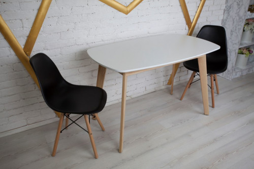 Кухонный комплект Ont- Винцензо 120 белый прямоугольный стол + 2 черных стула