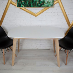 Кухонный комплект Ont- Винцензо 120 белый прямоугольный стол + 2 черных стула