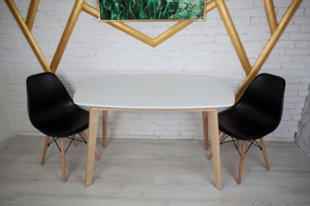 Кухонный комплект Ont- Винцензо 120 белый прямоугольный стол + 2 черных стула