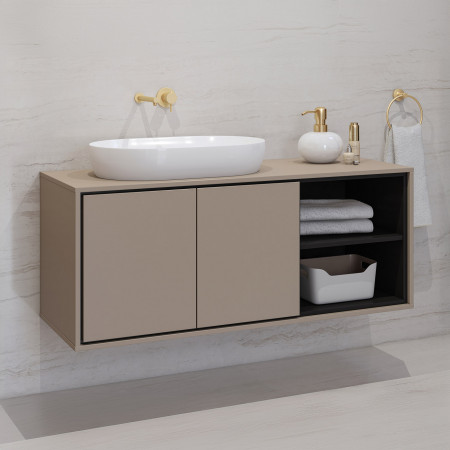 Тумба под раковину на 2 двери для ванной Helvetia IRVINE 30CWNP60 (конго/черный)