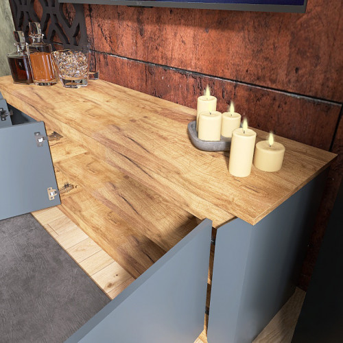 Тумба под телевизор EVR- Нордик-1500 дуб крафт золотой + фасад графит