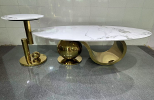 Комплект журнальных столов Elt- T-31 золото + керамика  