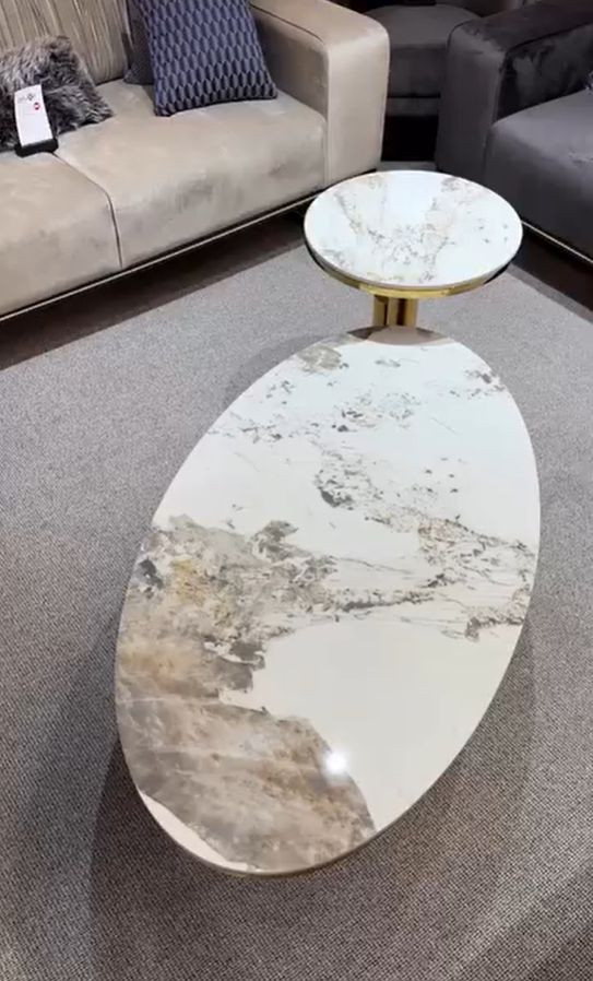 Комплект журнальных столов Elt- T-31 золото + керамика  