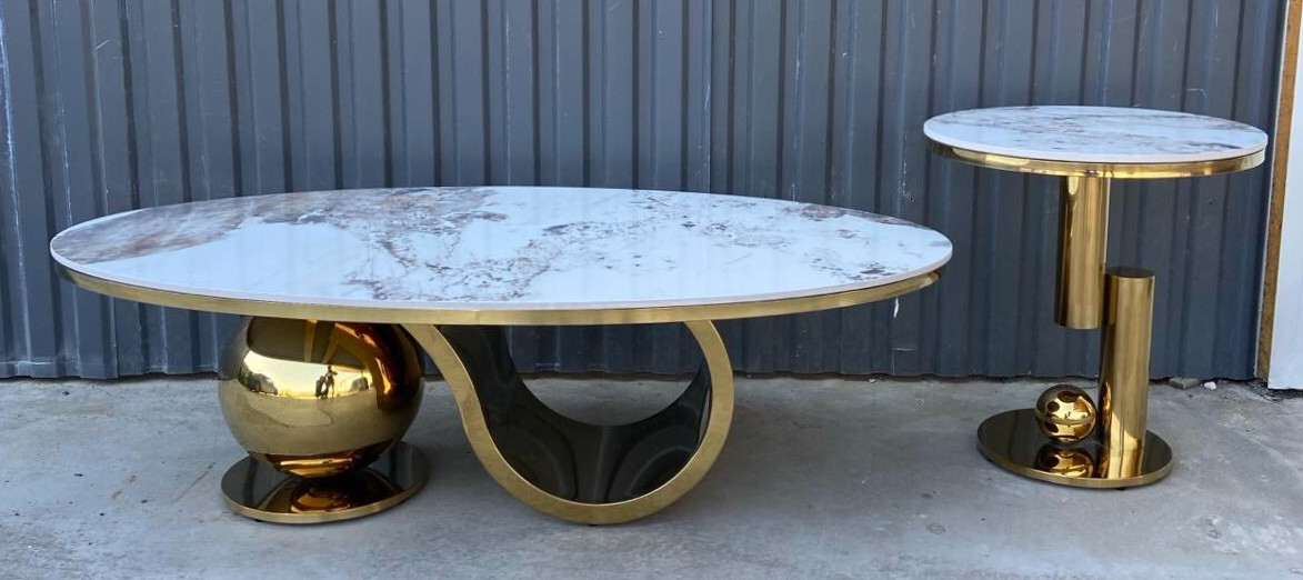 Комплект журнальных столов Elt- T-31 золото + керамика  