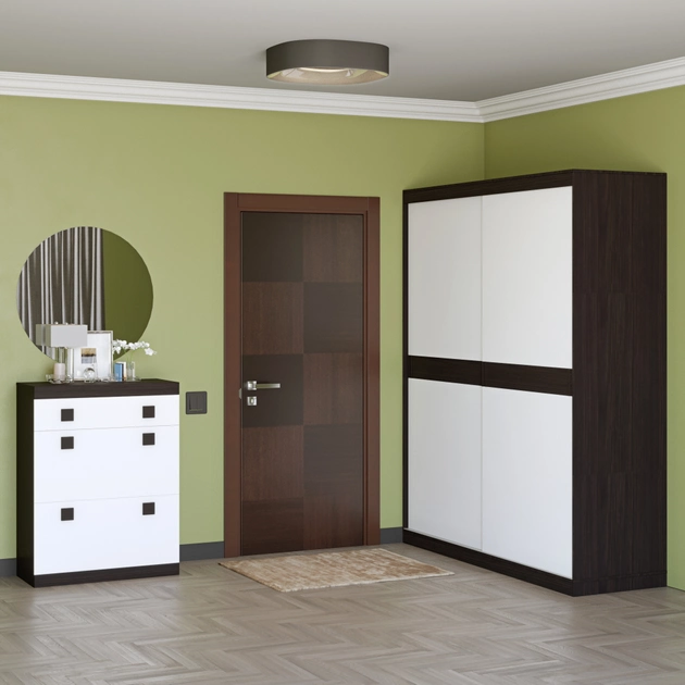 Прихожая(модульная) EVR- Соната-11 венге темный + белый