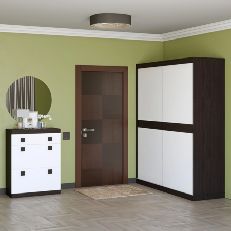 Прихожая(модульная) EVR- Соната-11 венге темный + белый