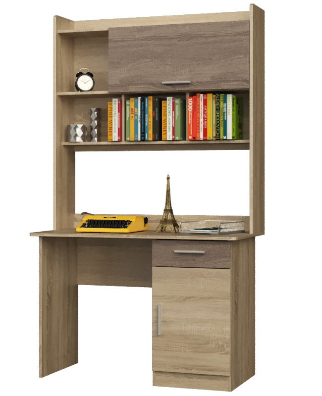 Стол письменный с надстройкой EVR- Школьник-3 дуб Сонома + трюфель
