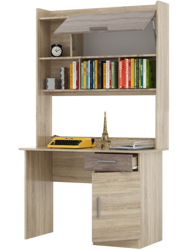 Стол письменный с надстройкой EVR- Школьник-3 дуб Сонома + трюфель