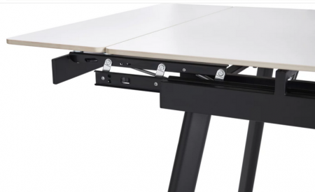 Стол раскладной CRV-Hugo, Pure white ceramic top black base, 90 см, белый