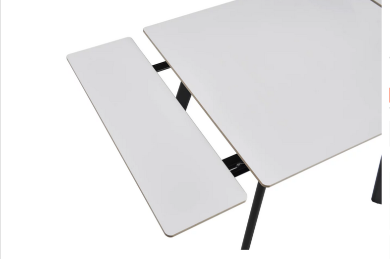 Стол раскладной CRV-Hugo, Pure white ceramic top black base, 90 см, белый