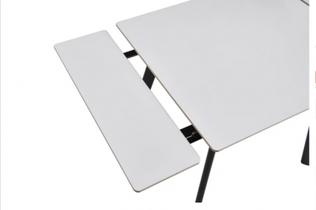 Стол раскладной CRV-Hugo, Pure white ceramic top black base, 90 см, белый