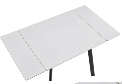 Стол раскладной CRV-Hugo, Pure white ceramic top black base, 90 см, белый