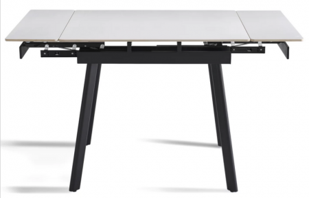 Стол раскладной CRV-Hugo, Pure white ceramic top black base, 90 см, белый