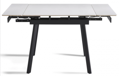Стол раскладной CRV-Hugo, Pure white ceramic top black base, 90 см, белый