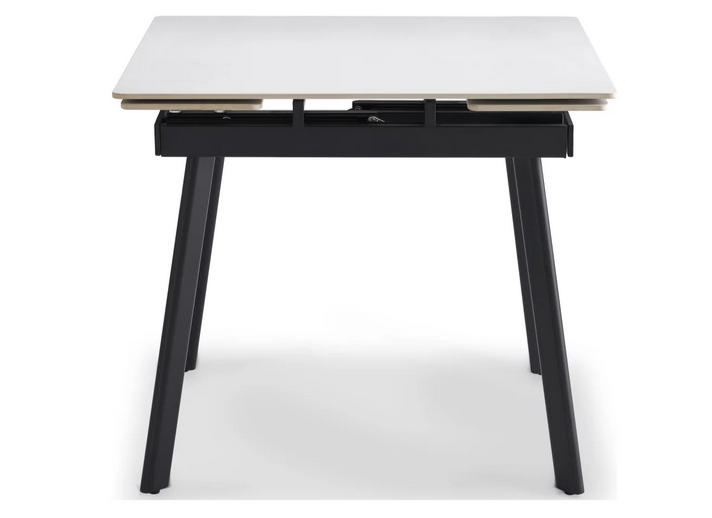 Стол раскладной CRV-Hugo, Pure white ceramic top black base, 90 см, белый