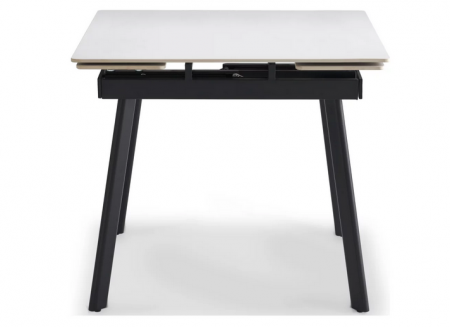 Стол раскладной CRV-Hugo, Pure white ceramic top black base, 90 см, белый