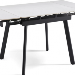 Стол раскладной CRV-Hugo, Pure white ceramic top black base, 90 см, белый