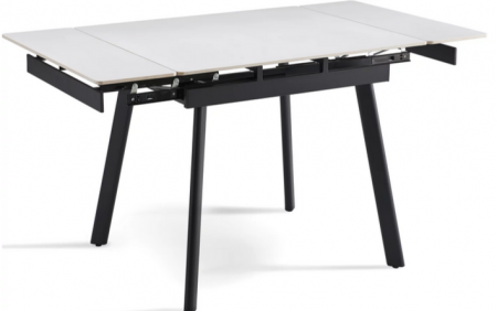 Стол раскладной CRV-Hugo, Pure white ceramic top black base, 90 см, белый