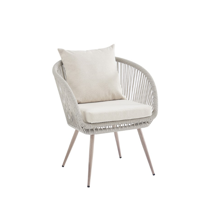 Стул садовый VTR- ODС-10 (Лукка) айвори + белый дуб