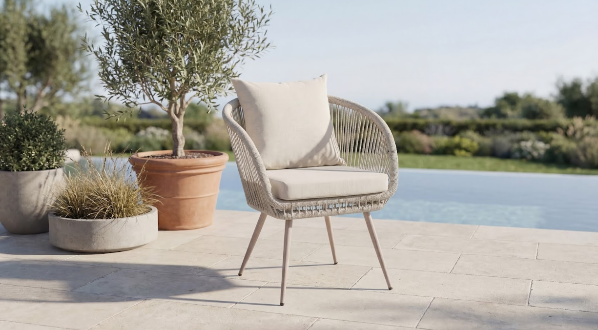 Стул садовый VTR- ODС-10 (Лукка) айвори + белый дуб