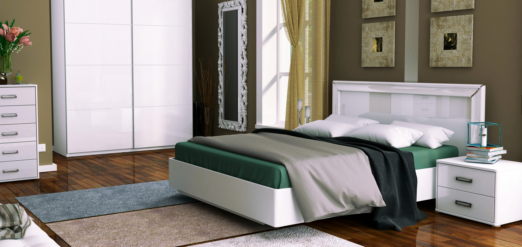 Кровать с подъемным механизмом MRK- Белла Глянец белый 1,6х2,0