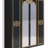 Шкаф MRK- Ева 4 двери Глянец черный+золото/зеркало