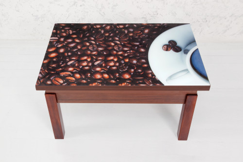 Стол трансформер BIO- Флай Темный орех+кофе (стекло)